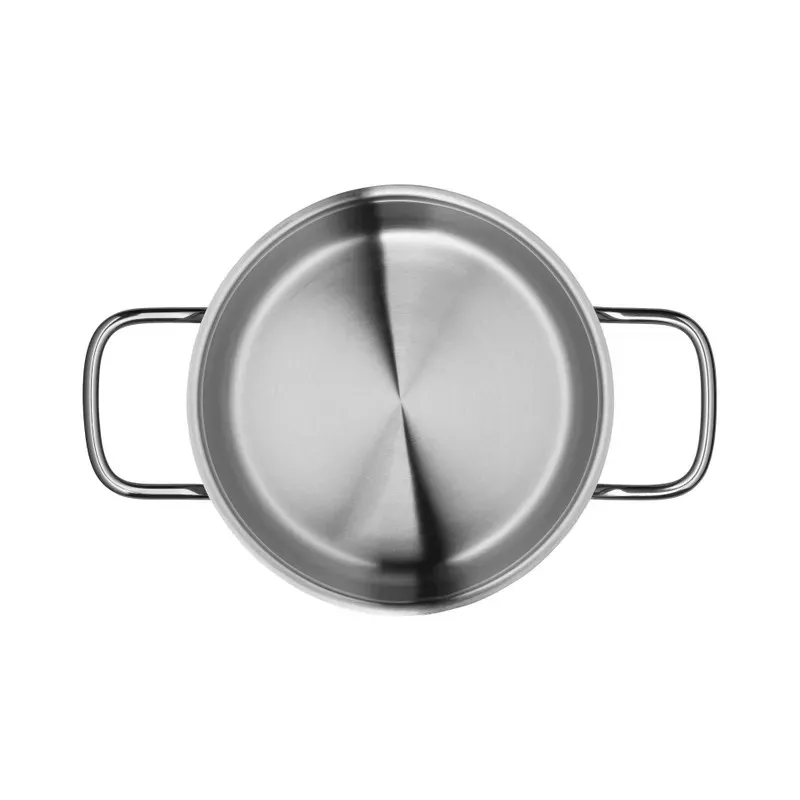 Olla baja WMF Diadem Plus 16 cm de acero inoxidable pulido con asas para inducción y fácil manejo