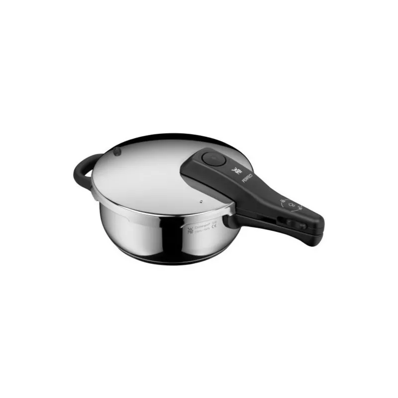 Olla a presión WMF Perfect 3L acero inoxidable con mango ergonómico y sistema de seguridad para inducción.