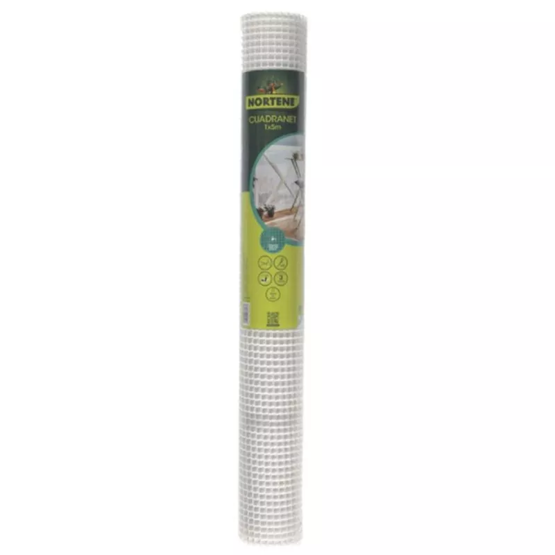Malla plástica cuadrada Nortene Cuadranet 23 mm 1x5 m blanca con diseño resistente y acabado duradero para diversas aplicaciones