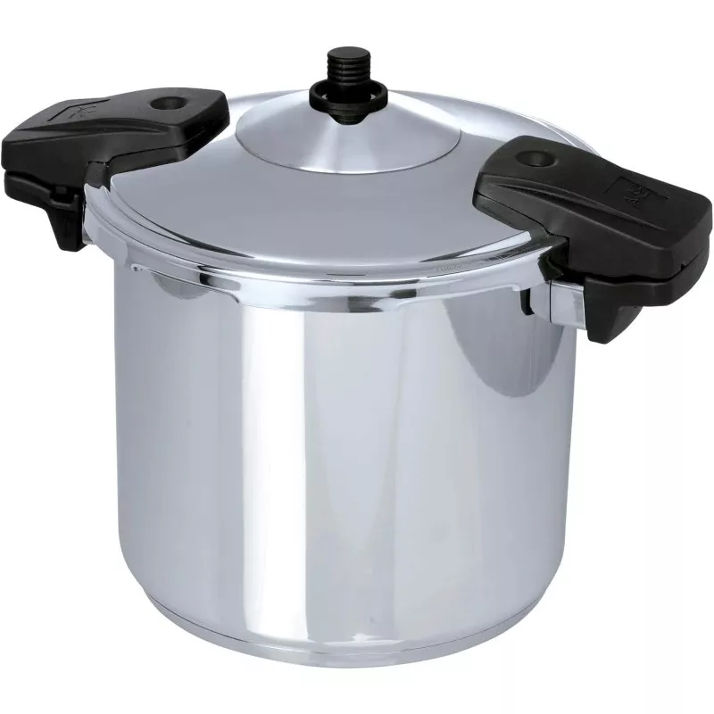 Olla rápida Jata OSR4 4L de acero inoxidable con diseño brillante y tapa de seguridad para inducción.