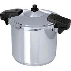 Olla rápida Jata OSR6 6L de acero inoxidable con diseño de inducción y tapa de seguridad en acabado pulido.