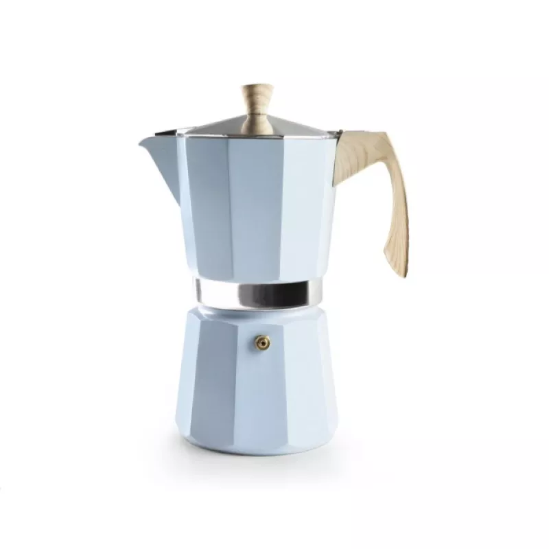 Cafetera italiana Ibili Toscana 12 tazas inducción aluminio color azul con diseño moderno y acabado brillante