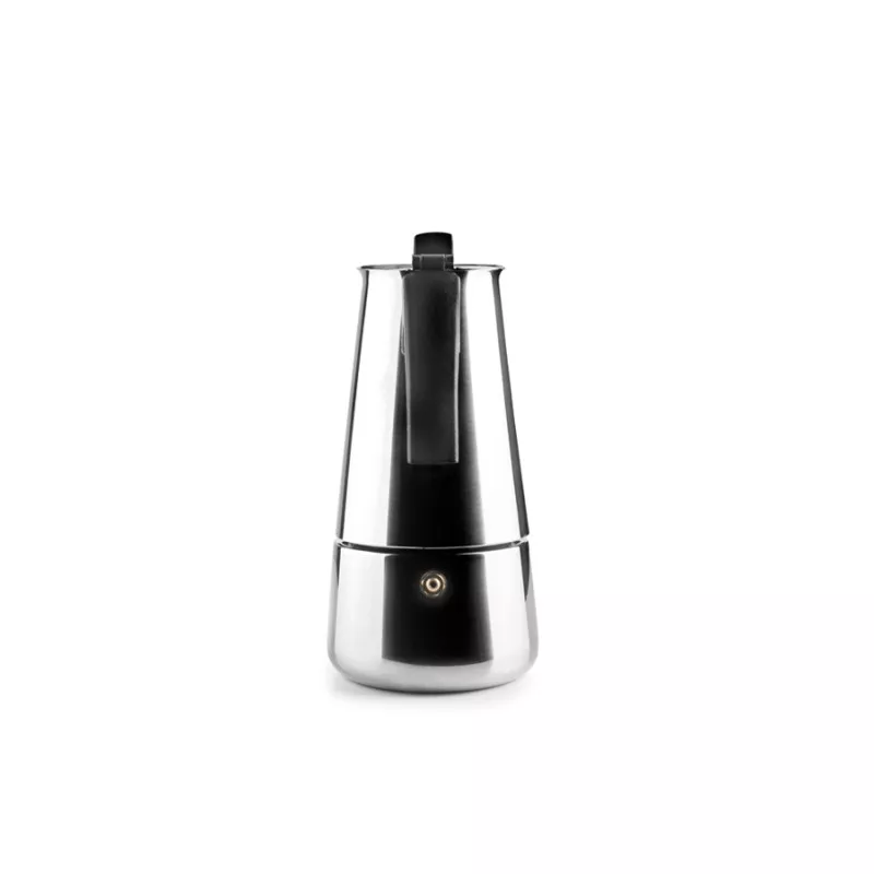 Cafetera italiana Ibili Moca 10 tazas de acero inoxidable, diseño moderno y base para inducción.