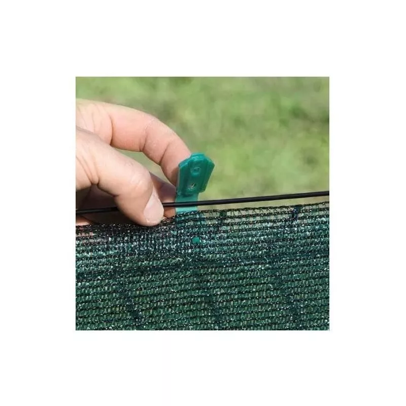 Clips fijación malla Nortene Fixatex verde 20 uds de plástico resistente para sujetar mallas de forma segura