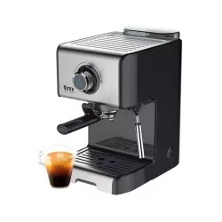 Cafetera espresso TM TMPCF101 15 bar 850W de acero inoxidable y diseño moderno en color negro.