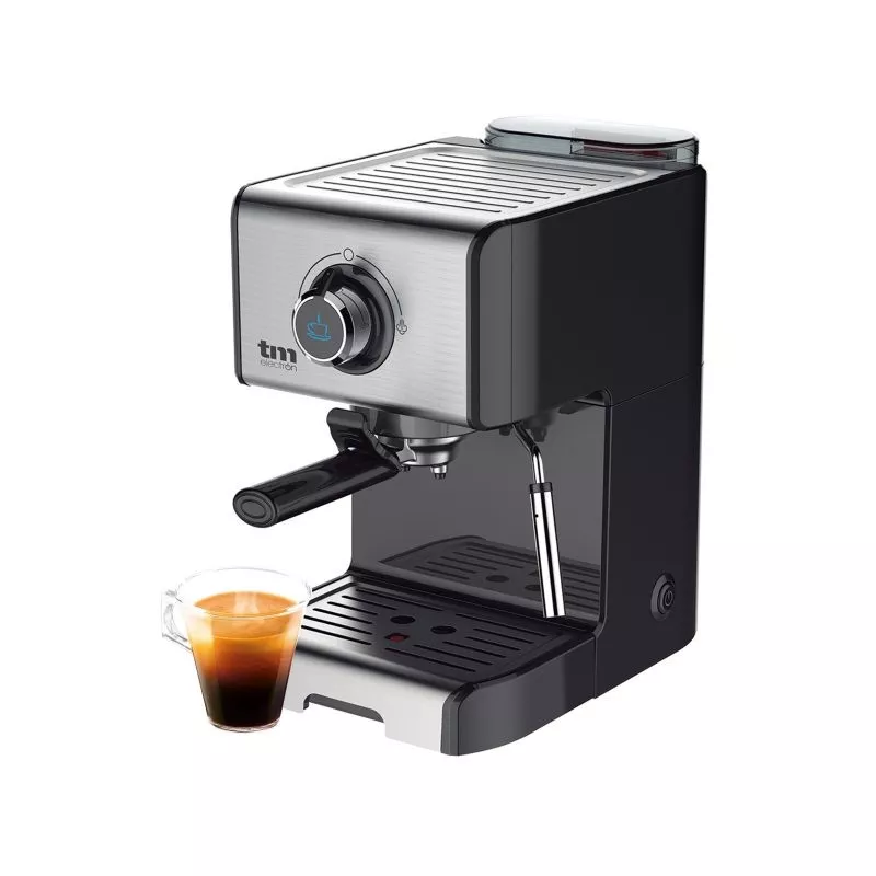 Cafetera espresso TM TMPCF101 15 bar 850W de acero inoxidable y diseño moderno en color negro.
