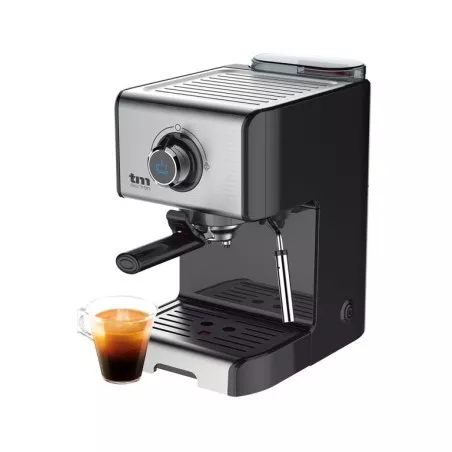 Cafetera espresso TM TMPCF101 15 bar 850W de acero inoxidable y diseño moderno en color negro.