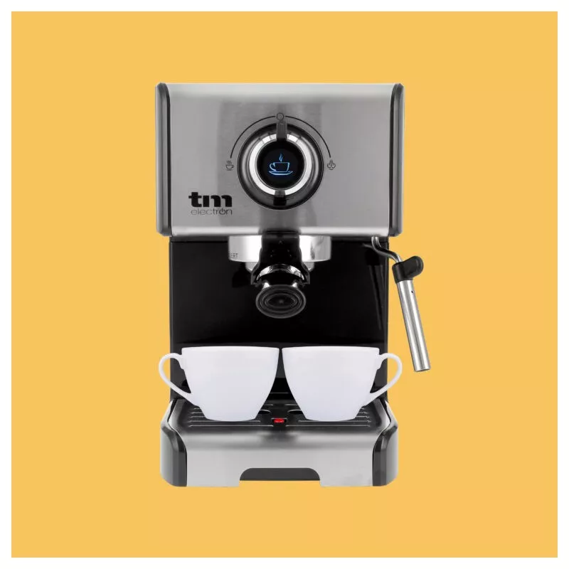 Cafetera espresso TM TMPCF101 15 bar 850W de acero inoxidable con diseño compacto y elegante para café de calidad.