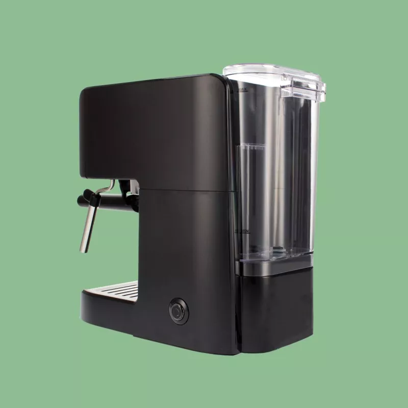 Cafetera espresso TM TMPCF101 15 bar 850W color negro con diseño compacto y recipiente de agua transparente