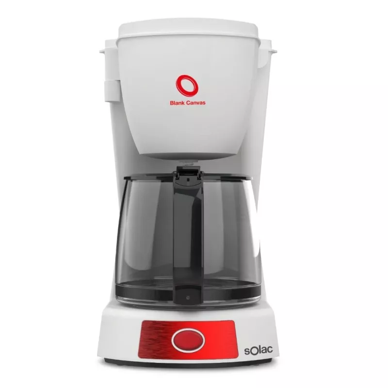 Cafetera de goteo Solac CF4034 12 tazas 680W con filtro permanente y diseño blanco y rojo compacto
