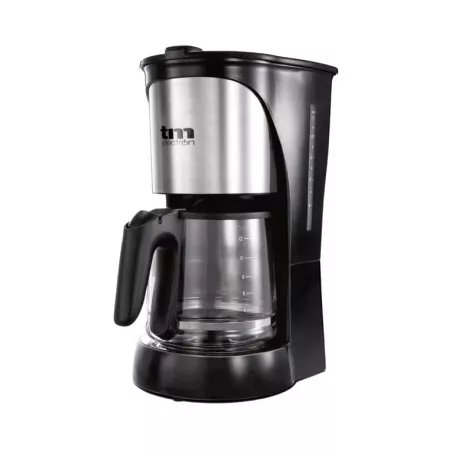 Cafetera de goteo TM PCF005 12 tazas 680W filtro permanente con diseño negro y acabado en acero inoxidable
