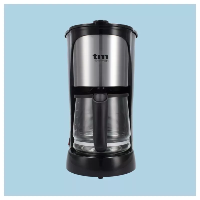 Cafetera de goteo TM PCF005 12 tazas 680W con acabado en acero inoxidable y filtro permanente.