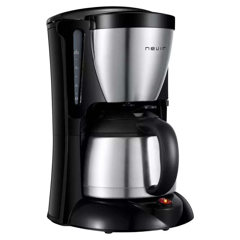 Cafetera de goteo Nevir NVR-1133 12 tazas 800W con jarra termo de acero inoxidable y acabado negro brillante