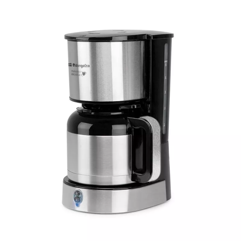 Cafetera de goteo Orbegozo CG5020 12 tazas 800W con jarra de inox y acabado en negro y acero inoxidable.