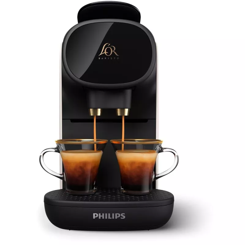 Cafetera cápsulas Philips L\'Or Barista LM9012/00 negro brillante con sistema de dos tazas y 19 bares de presión.