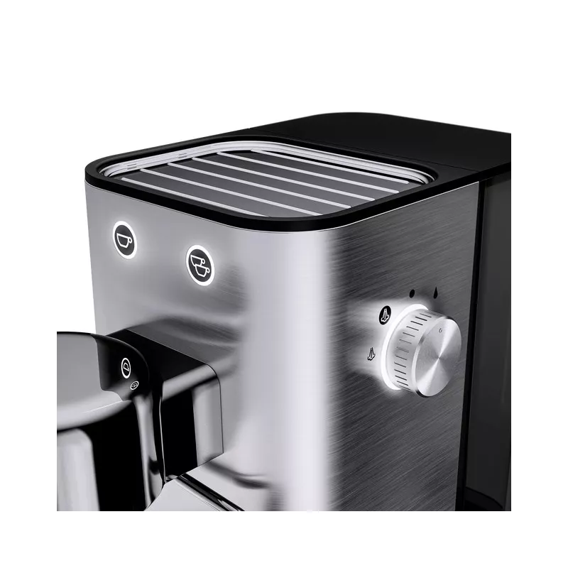Cafetera espresso WMF Lumero 15 bar 1350W 1,4L negra con diseño elegante y acabado en acero inoxidable.