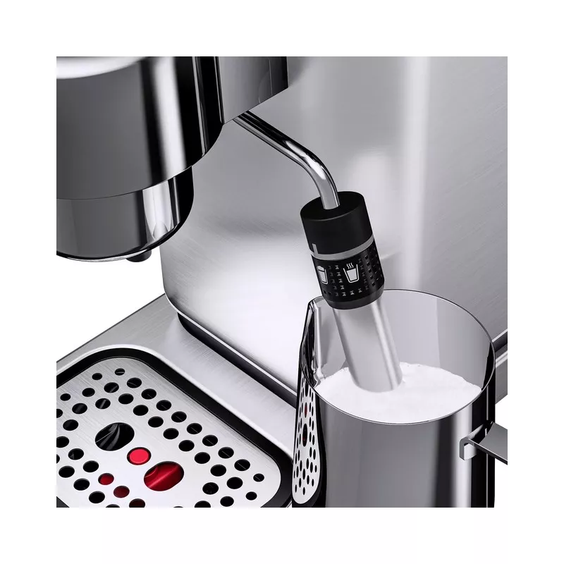 Cafetera espresso WMF Lumero 15 bar 1350W 1,4L negra con diseño moderno y acabado en acero inoxidable brillante.