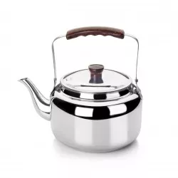 Cafetera pava Ibili 610201 1,75L de acero inoxidable con acabado brillante y asa de madera ergonómica