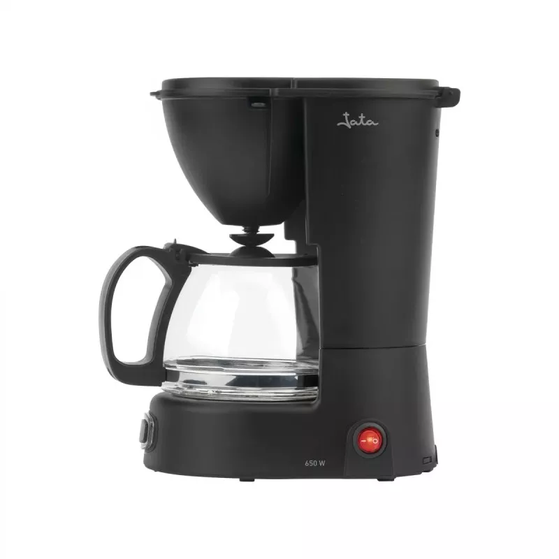 Cafetera de goteo Jata JECA1750 750ml 8 tazas 650W negra con diseño moderno y jarra de vidrio resistente.