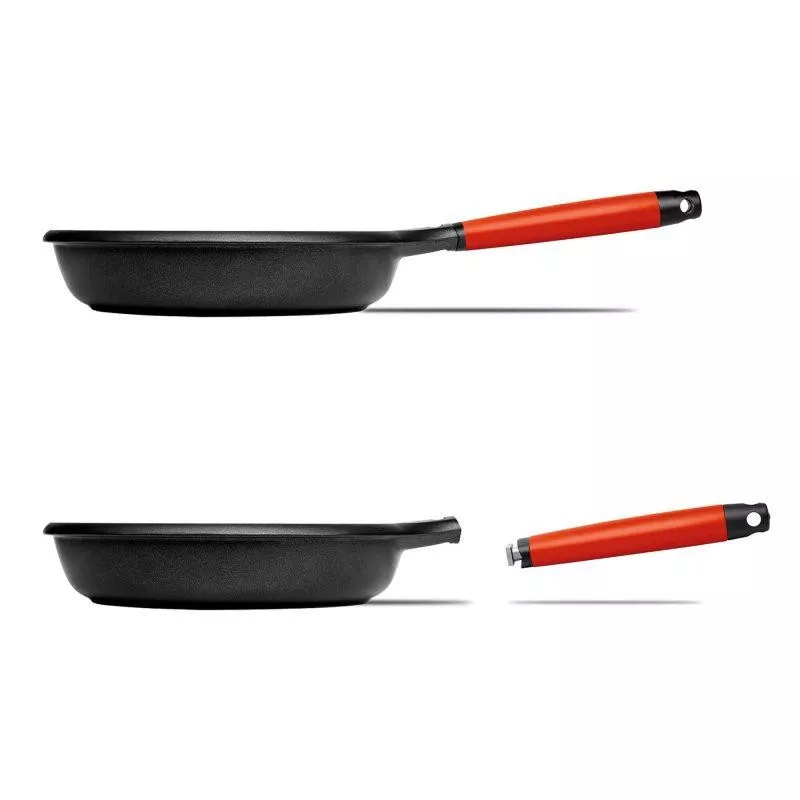 Sartén Castey Red 28 cm de aluminio fundido, inducción, color rojo, diseño ergonómico, antiadherente.