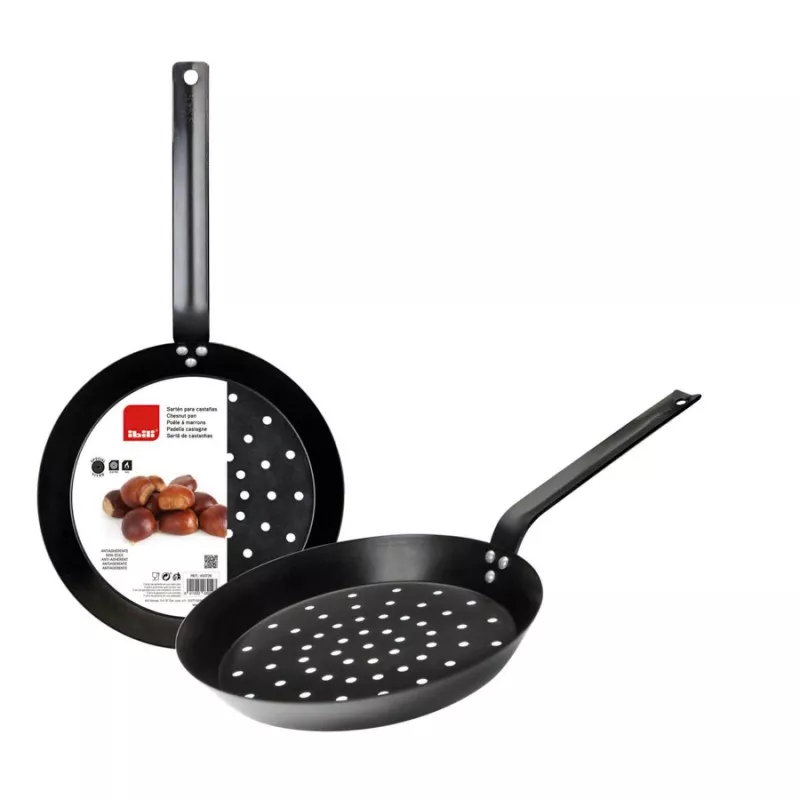 Sartén castañera Ibili 450726 26 cm de acero antiadherente color negro con orificios para un cocción óptima