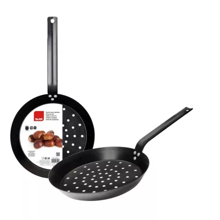 Sartén castañera Ibili 450726 26 cm de acero antiadherente color negro con orificios para un cocción óptima