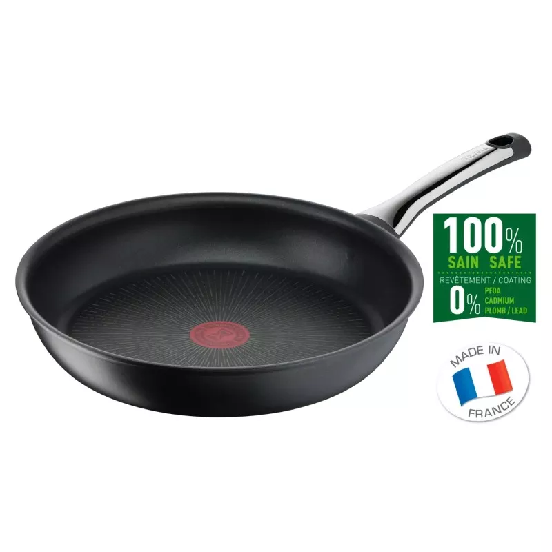 Sartén Tefal Excellence 28 cm de aluminio antiadherente, color negro, apta para inducción y fácil de limpiar.
