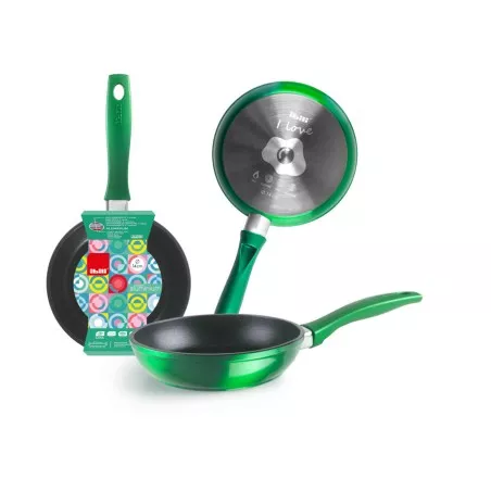 Sartén mini Ibili 404014B 14 cm de aluminio inducción color avocado con Mango ergonómico y antiadherente.