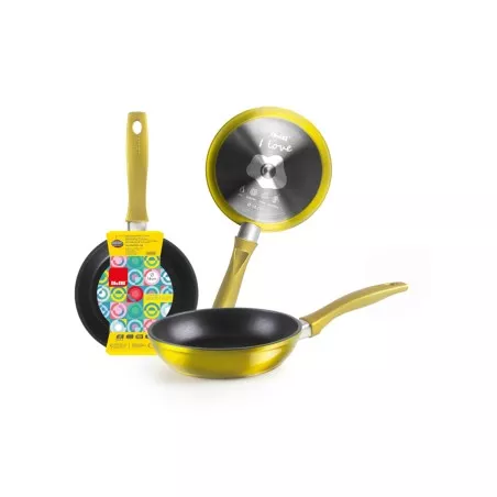 Sartén Ibili Ananás 14 cm de aluminio antiadherente color amarillo con diseño moderno y mango ergonómico.