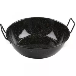 Sartén honda Garcima La Ideal 22 cm esmaltada en color negro con asas y acabado brillante adecuado para cocinar.
