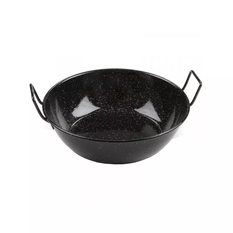 Sartén honda Garcima La Ideal 22 cm esmaltada en color negro con asas y acabado brillante adecuado para cocinar.