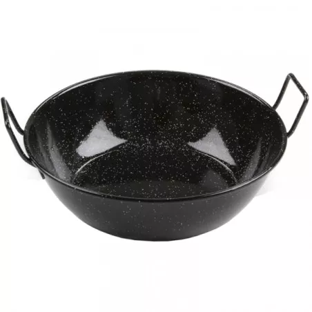 Sartén honda Garcima La Ideal 22 cm esmaltada en color negro con asas y acabado brillante adecuado para cocinar.