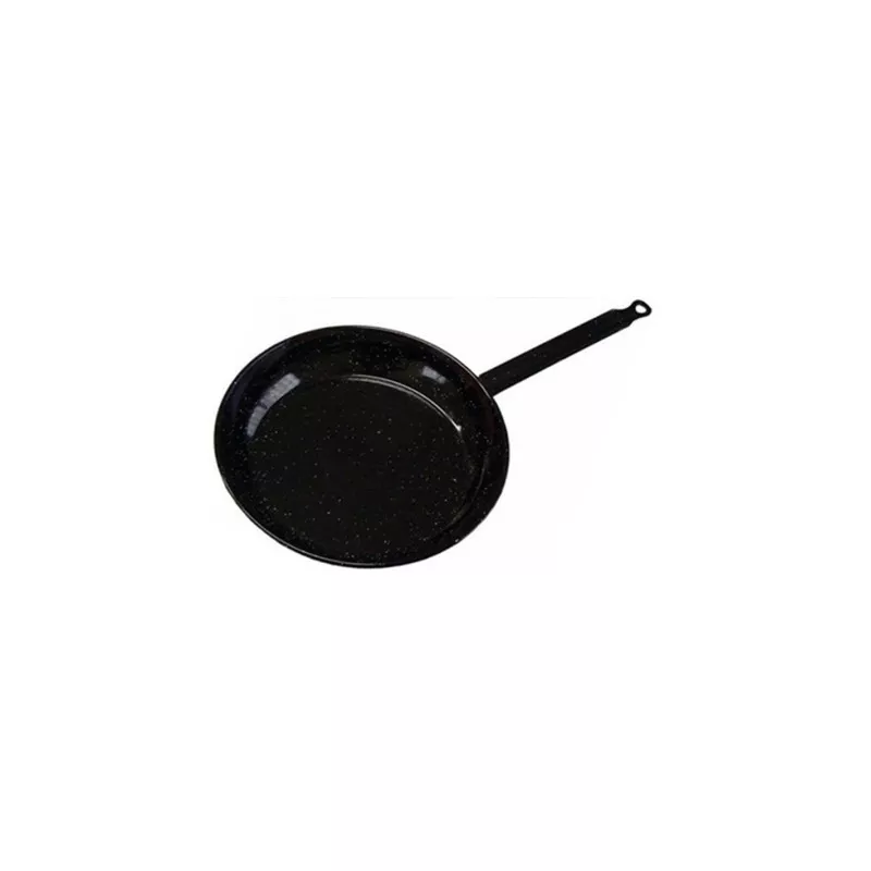Sartén llana Garcima 22 cm de acero esmaltado negro con mango ergonómico y superficie antiadherente.