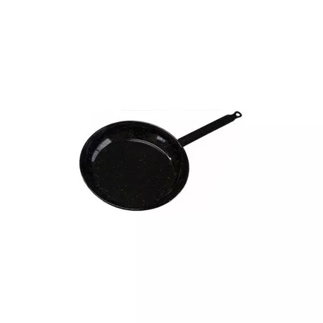 Sartén llana Garcima 22 cm de acero esmaltado negro con mango ergonómico y superficie antiadherente.