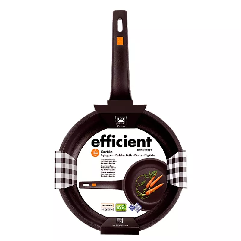 Sartén BRA Efficient 20 cm de aluminio fundido, inducción, acabado antiadherente y diseño funcional en color negro