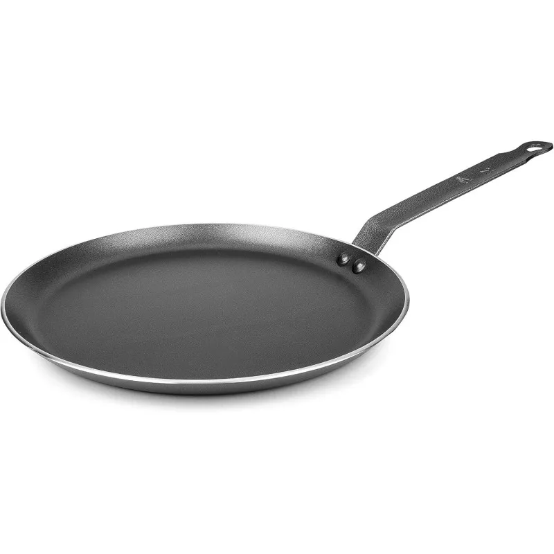 Crepera Lacor Robust 23326 26 cm de aluminio antiadherente color negro con diseño plano y mango ergonómico.