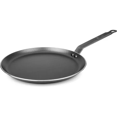 Crepera Lacor Robust 23326 26 cm de aluminio antiadherente color negro con diseño plano y mango ergonómico.