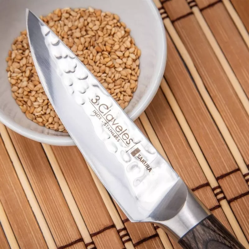 Cuchillo verduras Tres Claveles Sakura 9cm hoja martillada