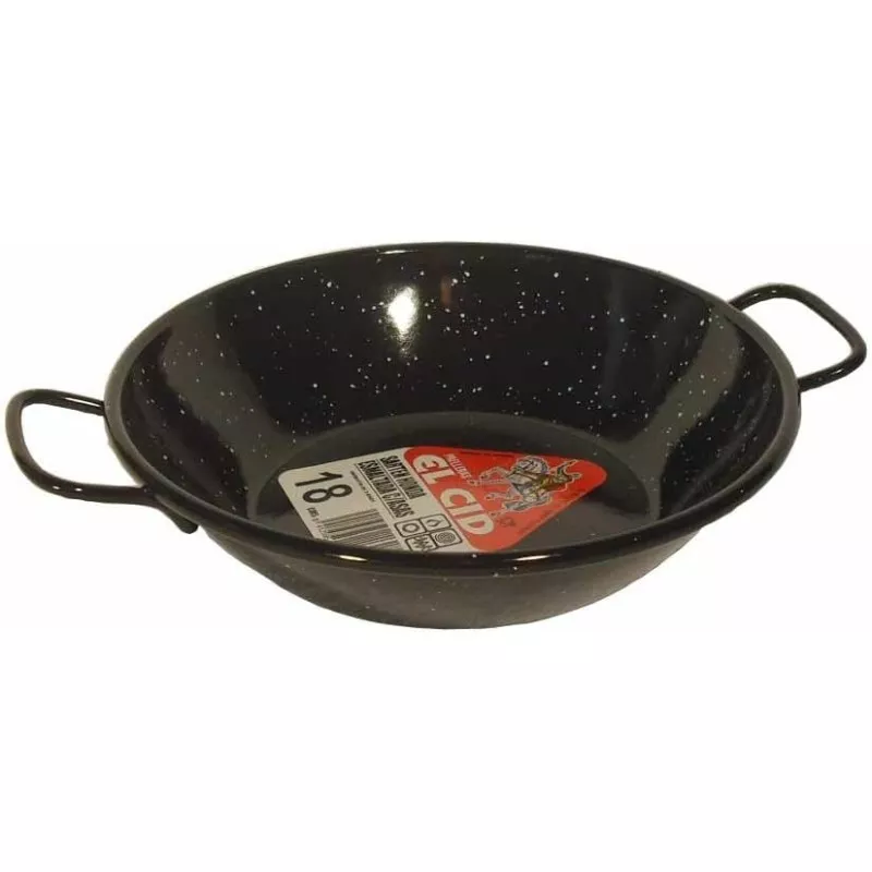 Sartén honda Garcima La Ideal 18 cm esmaltada en color negro con asas, ideal para cocinar a fuego lento.