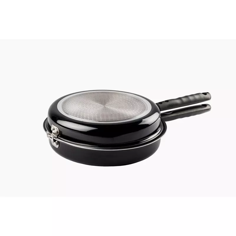 Sartén tortilla Vier 26 cm de aluminio antiadherente en color negro, diseño compacto y apta para inducción.