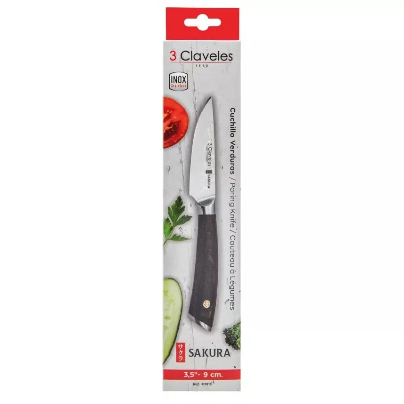 Cuchillo verduras Tres Claveles Sakura 9cm hoja martillada