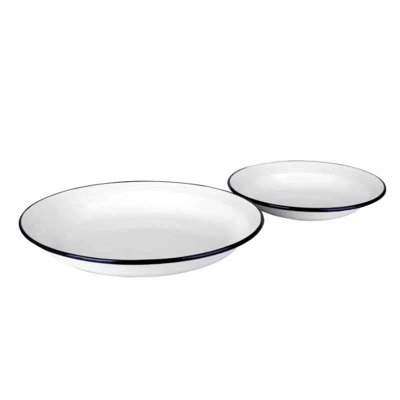 PLATO HONDO 24 CM IBILI 912924 de cerámica blanca con borde negro, ideal para sopas y ensaladas.