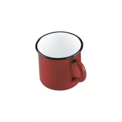 POTE/VASO 8 rojo IBILI 911008 de acero esmaltado con borde negro y diseño clásico ideal para bebidas calientes.
