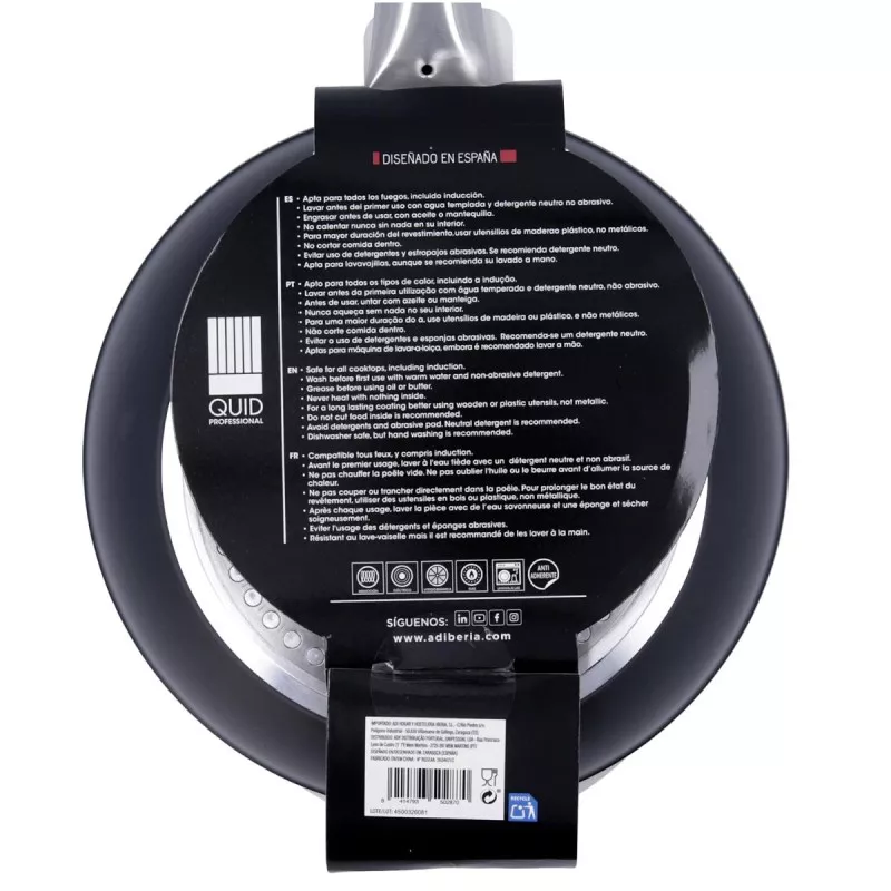 Sartén Quid Gastrum 24 cm aluminio antiadherente con acabado negro y mango ergonómico para un uso cómodo