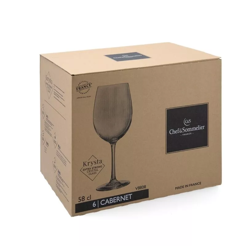 COPA CABERNET 58CL TULIP KRYSTA CHEF V8808 ECO de cristal transparente con diseño tulipán y acabado moderno en caja de 6 unidade