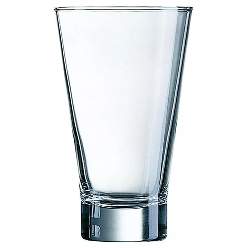 VASO SHETLAND 15 FH ARCOROC de vidrio transparente, diseño alto con base sólida para bebidas frías y calientes