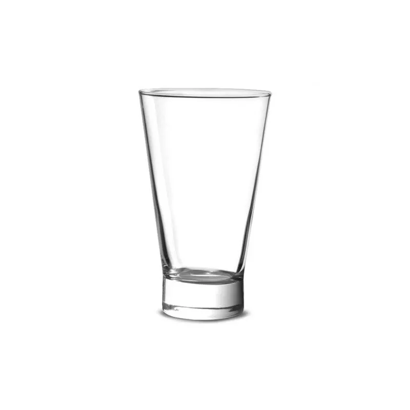 VASO SHETLAND 22 FH ARCOROC de vidrio transparente con base volumétrica y diseño contemporáneo elegante.
