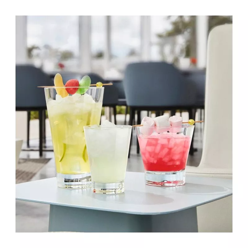 VASO SHETLAND 22 FH ARCOROC de vidrio transparente, diseño elegante, ideal para bebidas frías y cócteles.