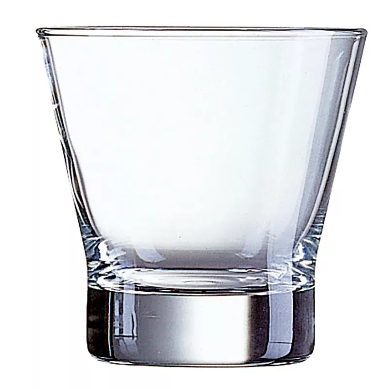 VASO SHETLAND 25 FB ARCOROC de vidrio transparente con base gruesa y diseño elegante para bebidas y cocktails.