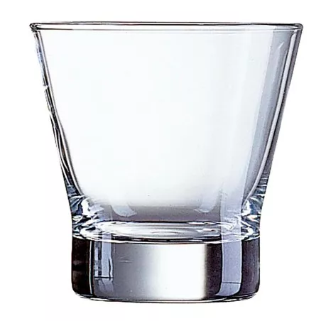 VASO SHETLAND 25 FB ARCOROC de vidrio transparente con base gruesa y diseño elegante para bebidas y cocktails.